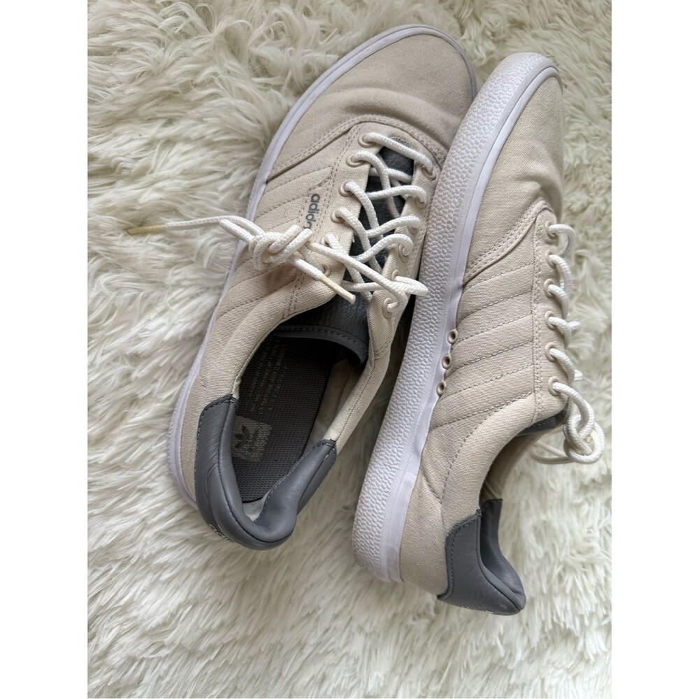 adidas Cream Canvas Sneakers Casual Lace Up Shoes Men’s 12.5 Neutral Streetwear